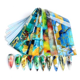 Marble Texture Nail Foil Transfer Stickers,Colorful Oil Painting Designs Nail Foil Decals Supplies Set Acrylic Nail Art Sticker for Women Girls DIY Resin Polish Manicure Tips Decorations 10Sheets