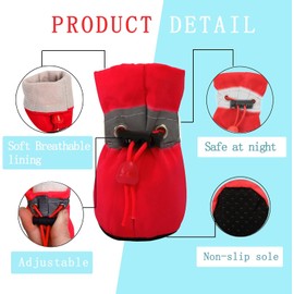 YAODHAOD Dog Shoes for Small Dogs, Anti-Slip Dogs Boots & Paw Protector for Winter Snowy Day, Summer Hot Pavement Dog Booties with Reflective Straps, Cat Dog Shoe for Indoor Hardfloors (Red, 2)