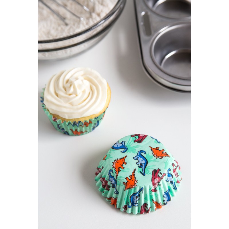 Fox Run Dinosaur Paper Muffin and Cupcake Liners, Set of