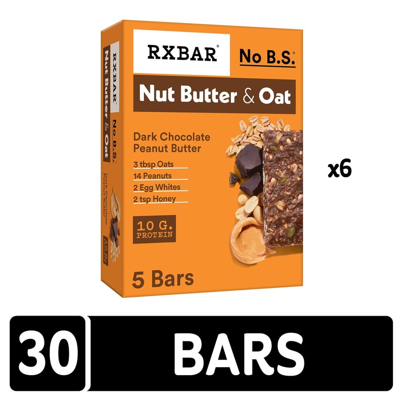 RXBAR Nut Butter and Oat Protein Bars, Protein Snacks, Dark