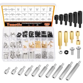 Tanstic 256Pcs M3 Male Female Iron Nickel Plated/Brass/Nylon Hex Spacer Standoff Screws Nuts Threaded Pillar PCB Motherboard for Circuit Board PCB