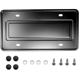 Stainless Steel License Plate Durable Car Tag Holder Backing Reinforce Bracket (Black)
