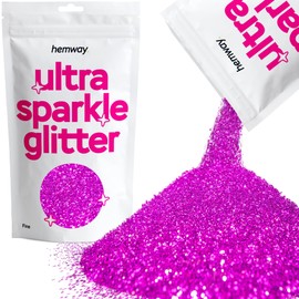 Hemway Premium Ultra Sparkle Glitter Multi Purpose Metallic Flake for Arts Crafts Nails Cosmetics Resin Festival Face Hair - Fuchsia Pink - Fine (1/64" 0.015" 0.4mm) 100g / 3.5oz