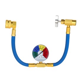 KVAEY R134A Refrigerant Charge Hose Kit, 1/2" AC Refrigerant Recharge Kit with Pressure Gauge, Automotive Charging Hose for Air Conditioning Refrigerant, Universal Car Accessories (15.4")