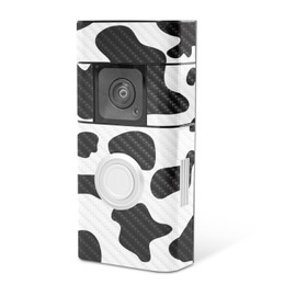 MightySkins Carbon Fiber Skin Compatible with Ring Video Doorbell Plus - Cow Print | Protective, Durable Textured Carbon Fiber Finish | Easy to Apply, Remove, and Change Style