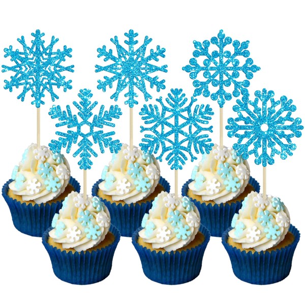 24 piezas de adornos de copos de nieve para magdalenas,