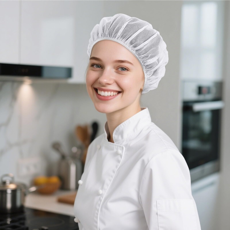 Mabor 6Pcs White Elastic Chef Hairnets for Women, Hairnets for
