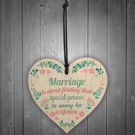 RED OCEAN Special Marriage Anniversary Wedding Gift Wooden Heart Wall Plaque Husband/Wife Present Sign Gift