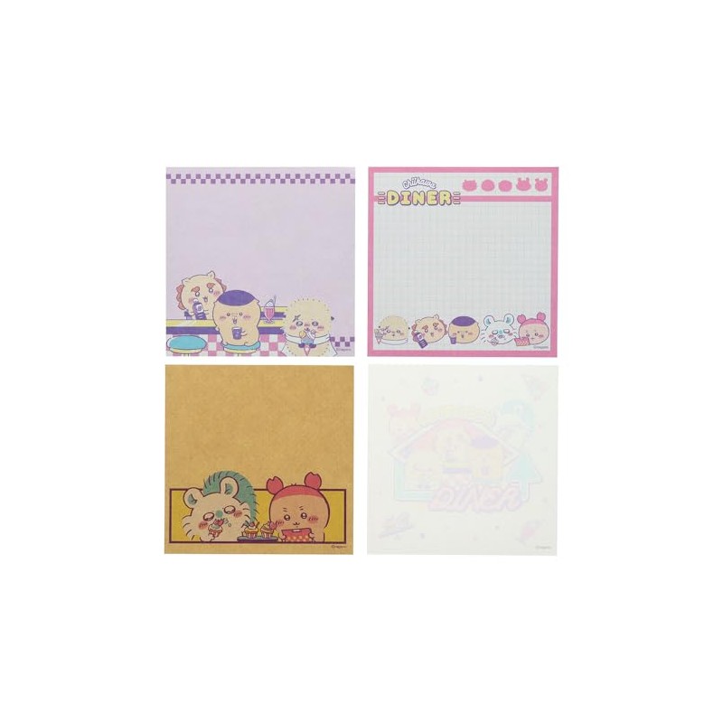 Sun-Star Stationery S2851016 Chiikawa Goods, Memo Pad, Square, Dinner