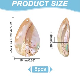 HOBBIESAY 8Pcs Natural Shell Charms Abalone Shell Dangle Charms Colorful Oval Pendants Water Drop Pendants for DIY Bracelets Earring Necklace Jewelry Making,Hole:1mm