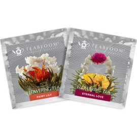 Té floreciente de jazmín, lirio de hadas y flores de té florecientes de amor eterno, bolas de té de flores atadas a mano, cada flor de té se puede utilizar varias veces (paquete de 2)