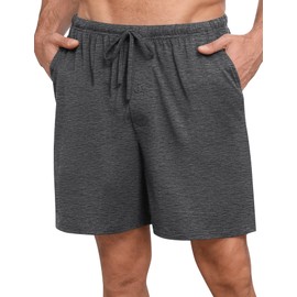 SWOMOG Mens Pajama Shorts Sleep Shorts Modal Soft Loungewear Bottoms with Button Fly & Drawstring & Pockets Deep Grey X-Large