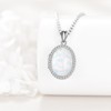 HKPATOP Locket Necklace 925 Sterling Silver Opal Locket Photo Necklace