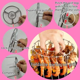 6.3 Inch Air Fryer Kebab Rack with 30pcs Skewers, Air Fryer Standing Barbecue Rack for More Even Heating, for Meat skewers, Chicken Legs, Wings, Thighs, for Grill, Smoker, Oven