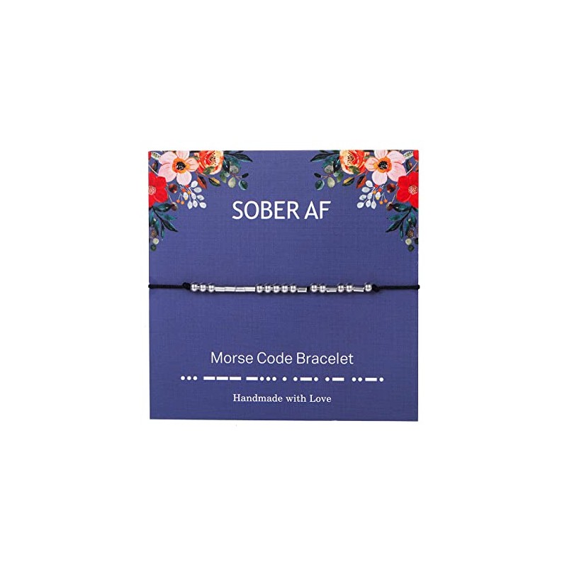Febremdy Sober Addiction Recovery Gift Inspirational Morse Code Bracelet 12