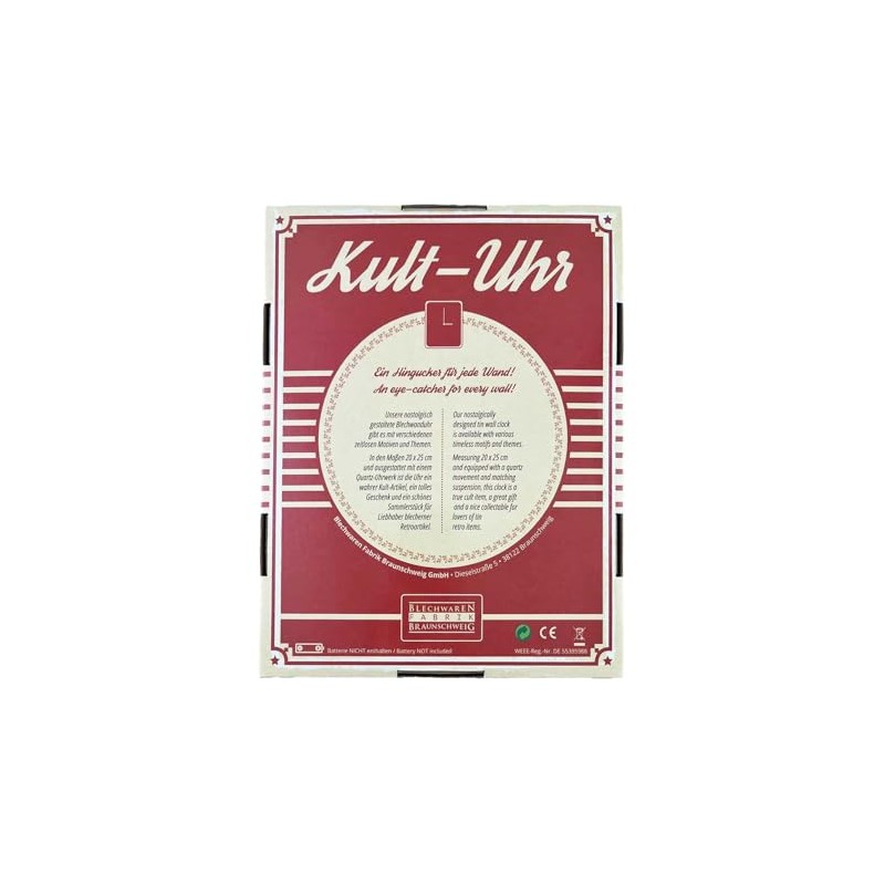Blechwaren Fabrik Braunschweig GmbH KU28 Wall Clock with German Text