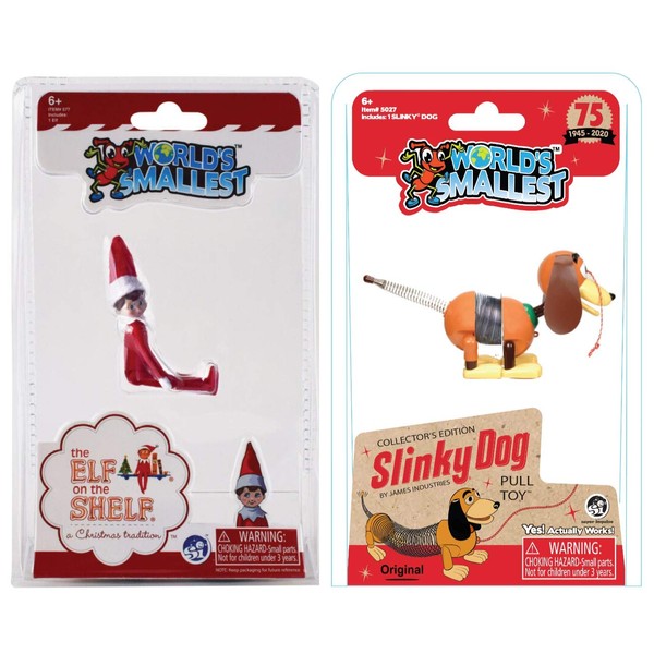 Worlds Smallest Elf On The Shelf & World's Smallest Slinky Dog - Bundle (Set of 2)