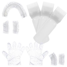 minkissy Plastics Hair Bleach Hair Dye Coloring Kit Plastic Hair Tinting Set Root Comb Applicator Bottle with Gloves Ear Covers and Head for DIY Hair Coloring Bleaching White Dye Hair Kit