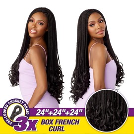 Sensationnel Lulutress BOX FRENCH CURL 24 - crochet braiding hair DIY crochet braids hair extensions all Kanekalon synthetic locs twists braids - LULUTRESS BOX FRENCH Curl 24 (1 pack, 1B OFF BLACK)