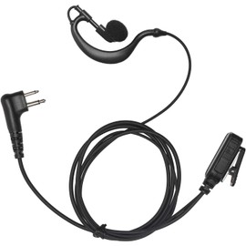 KEYBLU G Shape Earpiece with PTT Mic, 2 Pin Single Wire Surveillance Headset Compatible with Motorola CLS1110 CLS1410 CP200 GP300 GP2000 Two Way Radios Matte Light Black