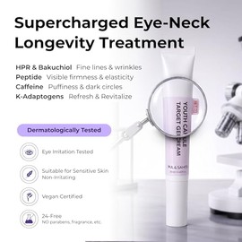 PUL & SAHM Airlight Supercharged Eye & Neck Gel Cream, Beginner Retinol HPR 0.1%, Bakuchiol 0.5%, Peptide, Caffeine for Firming, Wrinkles, Puffiness, Dark Circles, Dermatologist Tested, 24-Free
