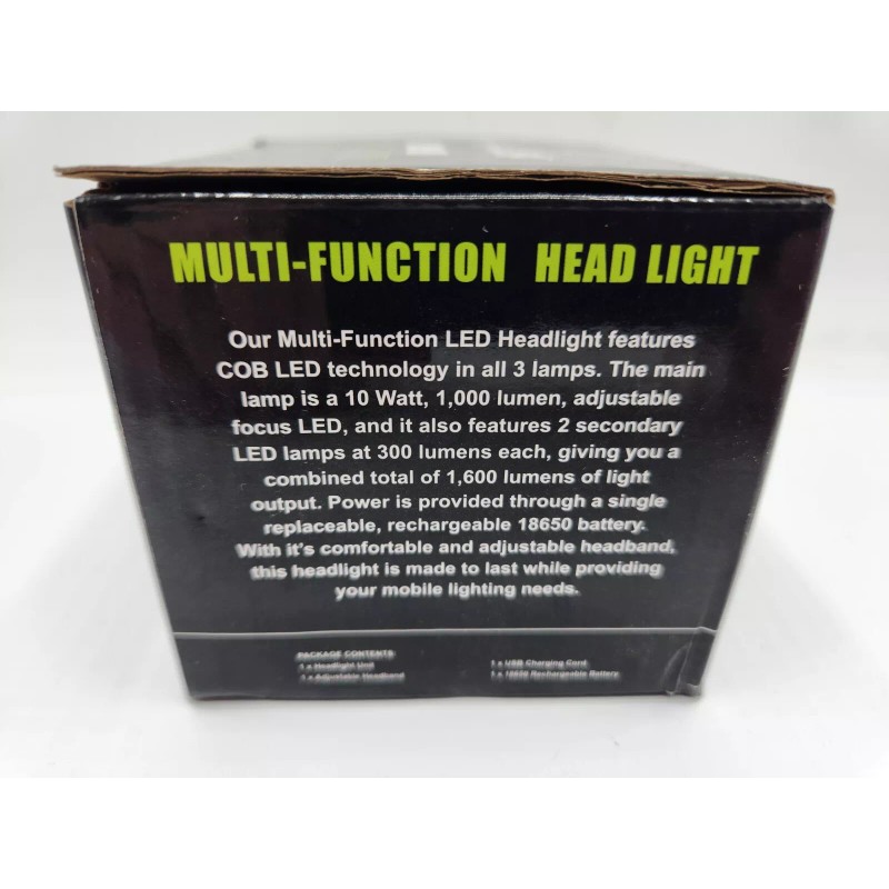 KTS Rechargeable LED Headlamp Work Light Headlight 1600 Lumen Adj