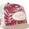 Von Dutch Mens Womens Trucker Print Adjustable Cap, Beige/Red/White, Unit