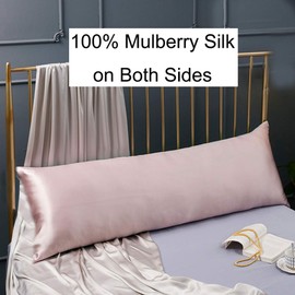 Cozysilk 100% Silk Body Pillowcase for Hair & Skin with Hidden Zipper, 20 Momme Silk Body Pillow Pillowcase, Pure Mulberry Silk Maternity Pillow Cover for Women Pregnancy (20 x 60, Lotus Pink)