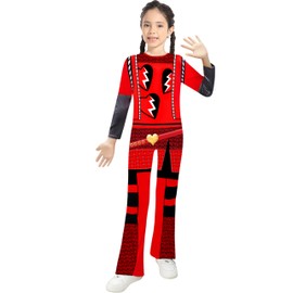 Iowillar Red Costume Girls Princess Rise Red Cosplay Cartoon Movie Jumpsuit Flare Pants Clothes Bodysuit Outfit