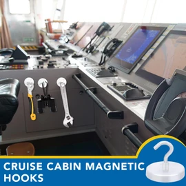 LOVIMAG Cruise Ship Essentials, 150Lbs Magnetic Hooks Heavy Duty, White Magnetic Hooks for Cruise Cabins, Strong Magnetic Hooks for Hanging-12 Pack