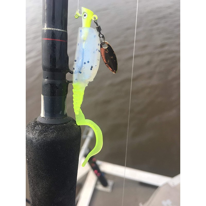 Fin Commander Slab Curly 12-Piece Curly Tail Jig Pack, Pink/Chartreuse