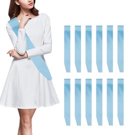 Plain Sash Bachelorette Party Favors Happy Birthday Decorations Blank Satin Sash 12pcs Light Blue Sashes for Birthday, Graduation, Weeding, Fundraising Pageant, Homecoming, DIY, Make Your Own Sahes