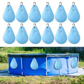 WEDNOK Pack of 12 Pool Cover Weights Water Bag for Pool Cover 24 x 34 cm Swimming Pool Cover Hanging Bag for Filling Winter Pool Tarp Weights for Pool Cover Winter