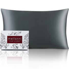 Mellanni Pure Silk Pillowcase King Size - Perfect for Hair and Skin, Preventing Wrinkles - Easy Care - Naturally Cooling Silk Pillow Cover with Hidden Zipper (King, Dark Gray)