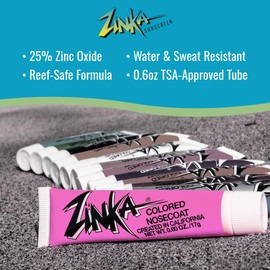 Zinka Colored Zinc Oxide Sunblock – High Zinc Formula for Nose and Face, Water & Sweat Resistant, Pink