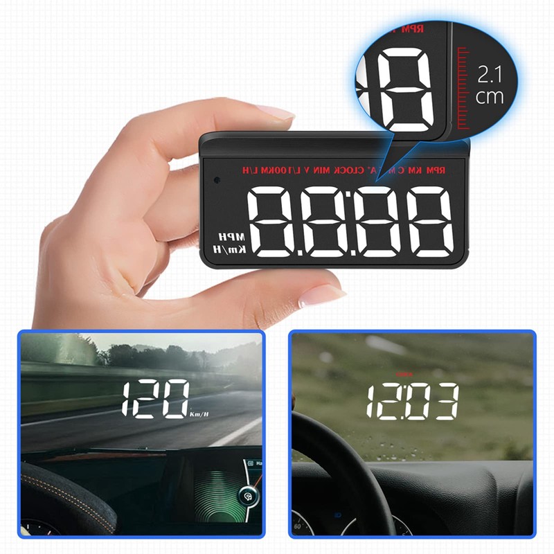 Fockety OBD2 Windscreen HUD Head Up Display with Display, Speed,