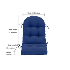 QILLOWAY Indoor/Outdoor High Back Chair Cushion for Adirondack,Spring/Summer Seasonal All Weather Replacement Rocking Chair Cushions. (1 Piece, Navy)