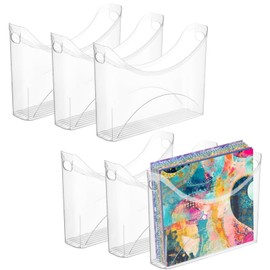 Rainmae 6 Pack Scrapbook Paper Storage Organizer with Handle Clear Plastic Scrapbook Storage Bin Holds 12x12 Inch Craft Papers Books, Vinyl Sheets, Cardstocks for Home Office Tabletop Organization