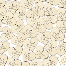 48 Pcs Wooden Teacher Appreciation Tokens Bulk Never Forget The Difference You Make Heart Apple Shaped Wood Bookmarks Keepsake Craft for Teacher Staff Employee Appreciation Retirement Gift(Heart)