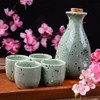 Large Sake 5-Piece Set, Durable Japanese Sake Ceramic Set Featuring