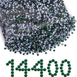 Beadsland Hotfix Rhinestones Bulk, 14400pcs Green Hot Fix Rhinestones for Crafts Clothes DIY Decoration, Emerald, SS10, 2.7-2.9mm