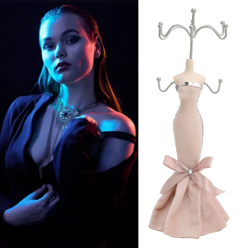 Model Dress Jewelry Display Stand Earring Necklace Ring Holder Storage