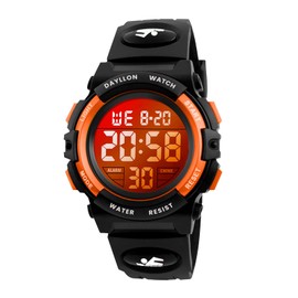 Dayllon Kids Digital Watch Boys Outdoor Sports 50M Waterproof Girls Watches Alarm Clock 12/24 H Stopwatch Calendar for Ages 3-15 Boy Girl Wristwatch Kids Gift - Orange