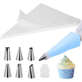 100 Piezas Manga Desechable Pastelera con 6 Reutilizable Boquillas para Duya, Mangas Usalas Tartas para Decorar Pasteles Repostería Galletas CupCake CakePop, 35 * 23cm
