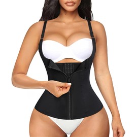 Bafully Women's Strong Shaping Top Underbust Corset Abdominal Shaper Body Shaper Underbust Bodice Adjustable Top Body Chest Free Shapewear with Zip - l