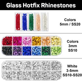 Worthofbest Hotfix Applicator with 3400 Pcs Hot Fix Rhinestones, Bedazzler Kit with Rhinestones, Bedazzle Gun for Clothing, Clothes, Fabric, Leather - 3mm 4mm 5mm SS10 SS16 SS20 - Washable | Zipper Bag