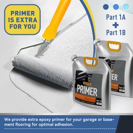 DWIL Garage Floor Epoxy Kit with Primer, Garage Floor Paint with Tools, Epoxy Coating for Concrete - High Gloss, Water-based, Low Odor - 1 Car Kit, Light Gray
