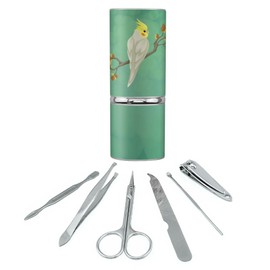 Charming Cockatiel Yellow Crest Stainless Steel Manicure Pedicure Grooming Beauty Care Travel Kit