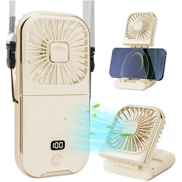 Portable Handheld Fan, 3 Speeds, 3000mAh Battery Operated Neck/Desk Fan,