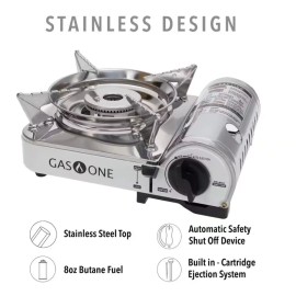 GASONEGS-800 1 Mini Butane Portable Stove Gas One GS 800, Stainless Steel Compact Lightweight